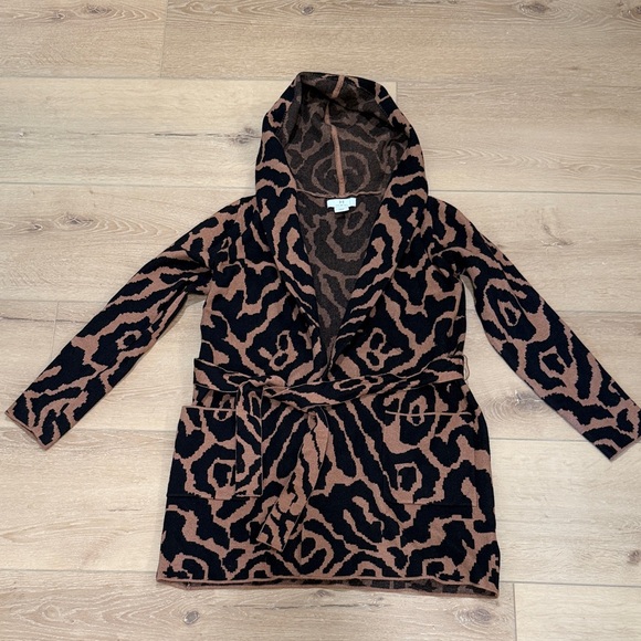 H by Halston Sweaters - H by Halston Animal Print Hooded Sweater